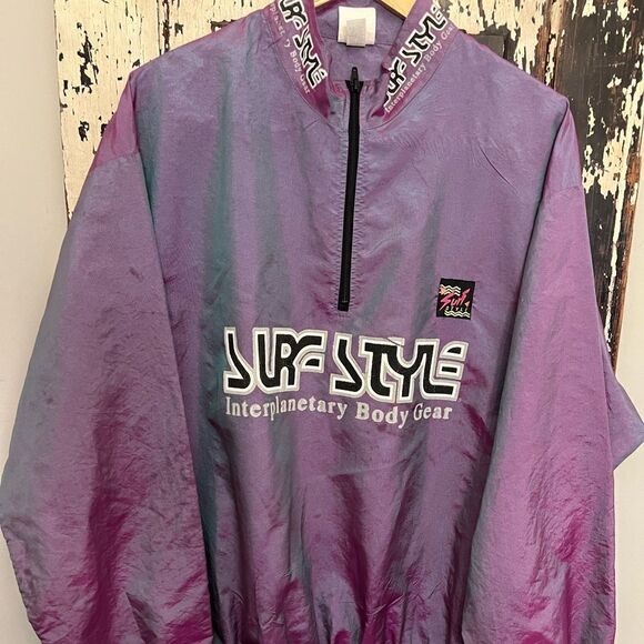 Vintage 90’a Metallic Surf Style 1/4 zip Interplanetary Body Gear jacket. OSFA. - Picture 1 of 15
